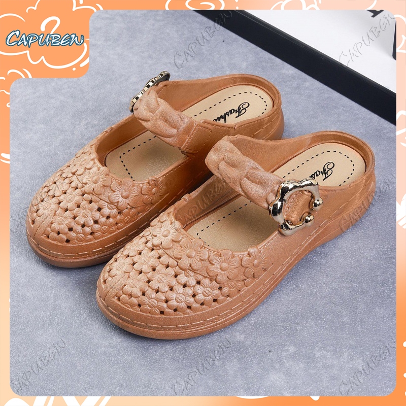 Capubew จัดส่งจากกรุงเทพฯ รองเท้าแตะแบบวกลูกไม้สำหรับผู้หญิง รองเท้าลำลอง ใส่สบาย พื้นนุ่ม รองเท้าแตะ