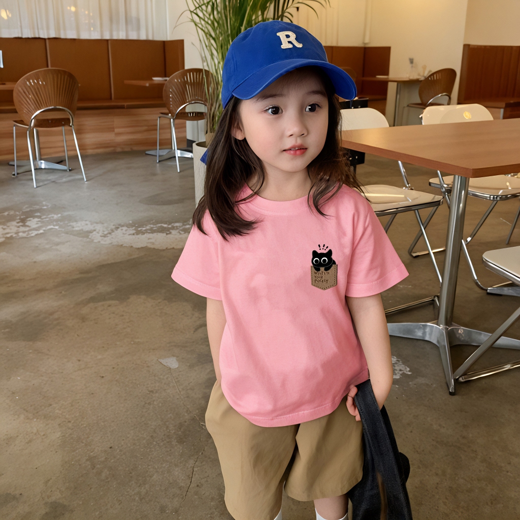Yout-children เสื้อยืด kids girl/boy เสื้อผ้าเด็ก 'เสื้อ cat' เสื้อเด็ก แฟชั่น tshirt ผ้าCotton100% โคตรนุ่ม สีขาว 2025