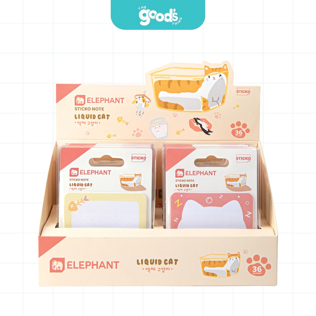 กระดาษโน้ต อินเด็กซ์โน้ต ตราช้าง Sticko notes/ Index notes ลายแมว Liquid Cat (จำนวน1ชุด)