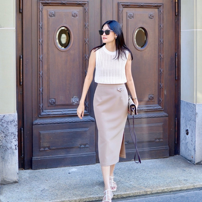 OCTOBER7th - Milano Skirt - กระโปรงทรงดินสอ ผ่าข้าง (Pencil Skirt) มีซับใน ผ้าพริ้ว ใส่สบาย