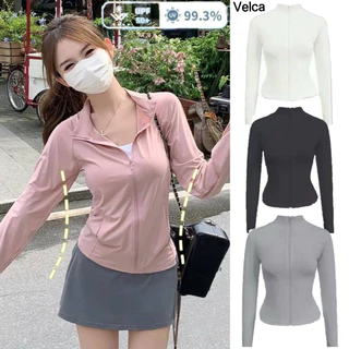 Velca เสื้อกีฬา เสื้อกันแดดทรงสลิมฟิต เสื้อเย็น ซิปปิดหน้า เสื้อกันยูวี UPF50+ เนื้อผ้าบางใส่สบาย