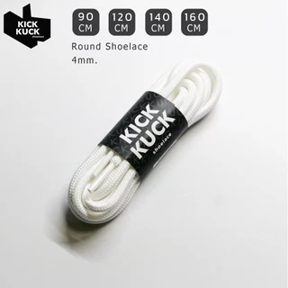 (แน่นละเอียด ไม่ย้วย ) เชือกรองเท้าสีขาว (Kickkuck) ทรงกลม สำหรับรองเท้ากีฬาและลำลอง 90,120,140,160cm.