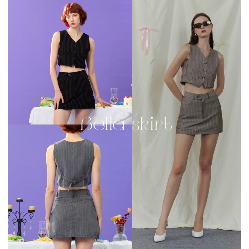 กระโปรงกางเกง รุ่น Bella skirt ผ้าริ้วเกาหลี ดีไซน์ดี สวยหรูดูเเพงสุดๆ