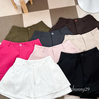 กางเกงขาสั้นระบาย 2 ชั้น เอวสูง ผ้าหนา พรางหุ่น เอว 32-40“ Benzbunny29 #1037