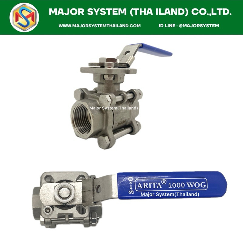 ARITA SMBA-S316 With Mounting Pad 3PC Ball Valve Stainless 316 บอลวาล์วสแตนเลส