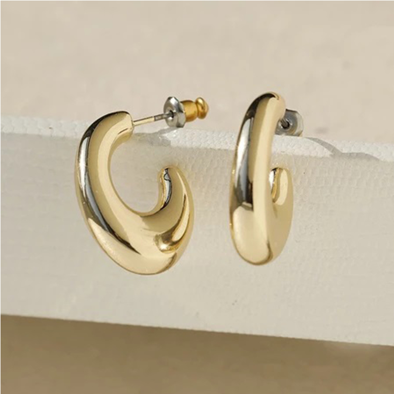 ต่างหูทอง earring ตุ้มหูห่วง ประเภทซี ต่างหูห่วง หรูหรา jewelry accessories สําหรับผู้หญิง ของขวัญ 92.5%เข็มเงิน