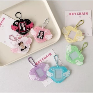 พร้อมส่งจากไทย!!! พวงกุญแจหัวใจ พวงกุญแจกรอบรูปที่ใส่บัตรกลิตเตอร์ งานDIY งานสวยงานเกาหลีสีน่ารัก *ไม่มีปริ้นรูป