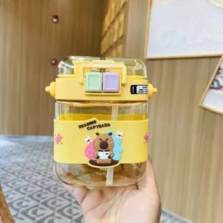 AD159_shop ขวดน้ำ เด็ก กระบอกน้ำ ขนาดพกพา ลายการ์ตูน เปิดได้ 2 ช่อง มีหูจับ พร้อมสายสะพาย กันลื่น