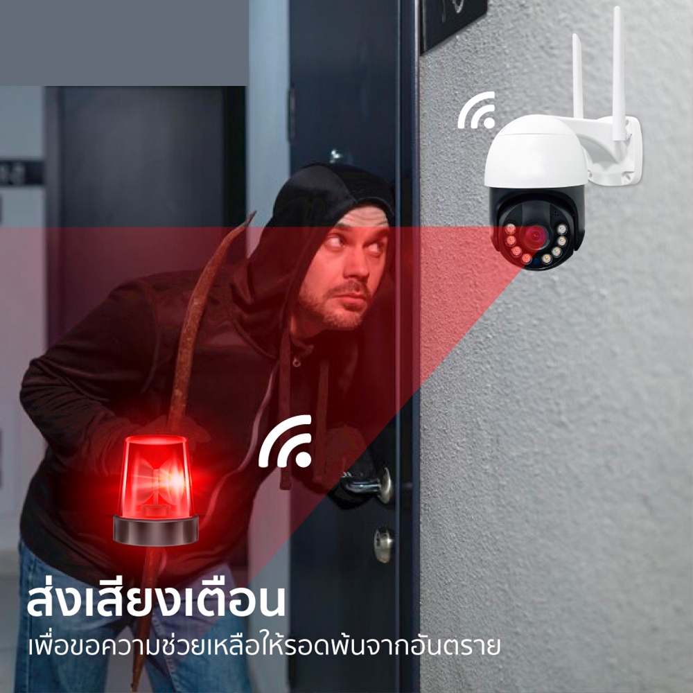 Hivison 4K กล้องวงจรปิดกันน้ำเชื่อม wifi 2.4G ภาพคมชัด พูดตอบโต้ได้ กล้องหมุนได้355องศา