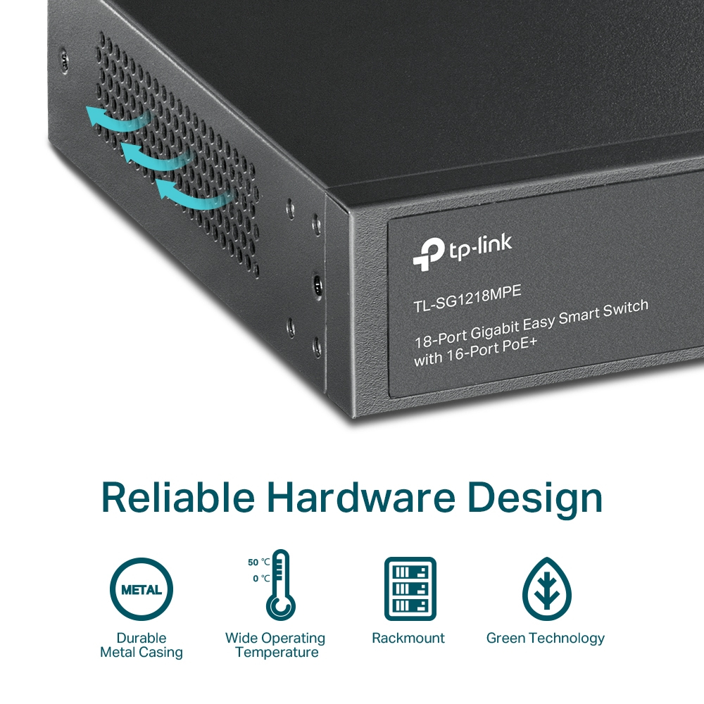 TP-Link รุ่น TL-SG1218MPE 16-Port Gigabit Easy Smart PoE+ Switch with 2 SFP Slots ราคา ถูกที่สุด ดีลบีเคเค แกลเลอรีภาพที่ 3
