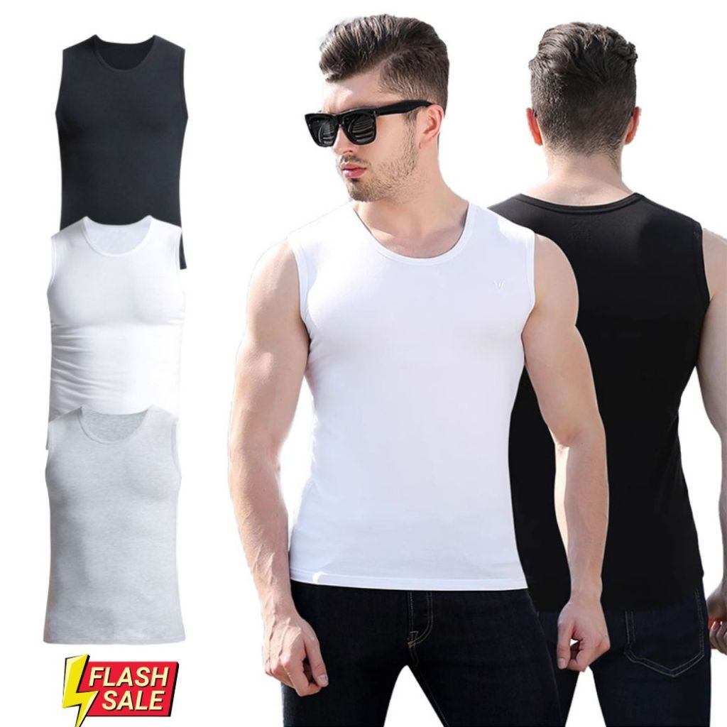 จัดส่งฟรี T-01 เสื้อกล้ามผู้ชาย คอกลม แขนกุด M-5XL ⚡ส่งไวจากไทย⚡