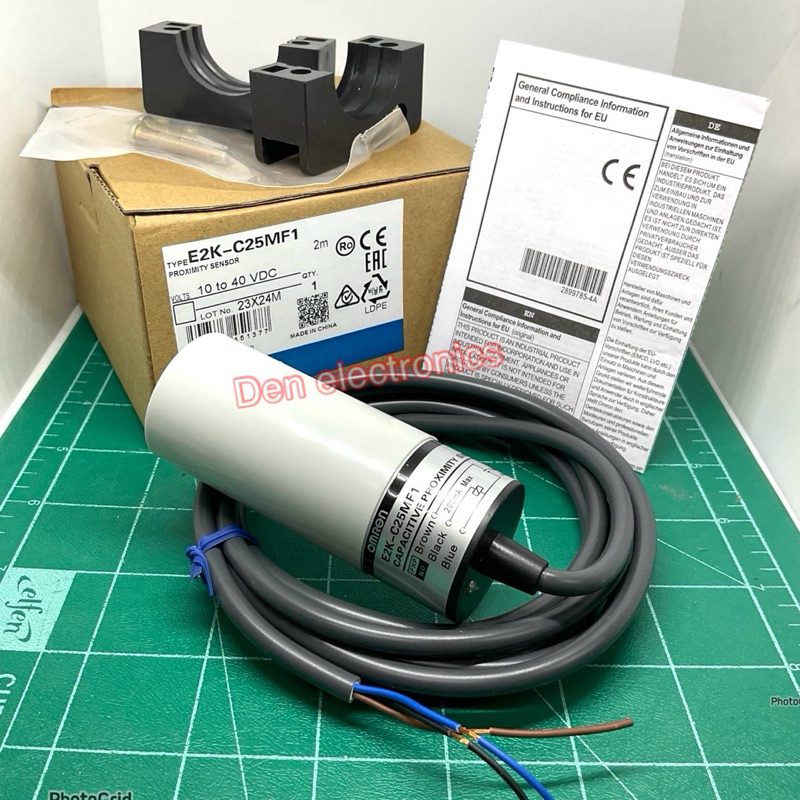 E2K-C25ME1 E2K-C25MF1 คาปาซิทีปเซ็นเซอร์ (Capacitive) 34มิล ระยะจับ 3-25มิล NPN NO /PNP-NO (จับความห
