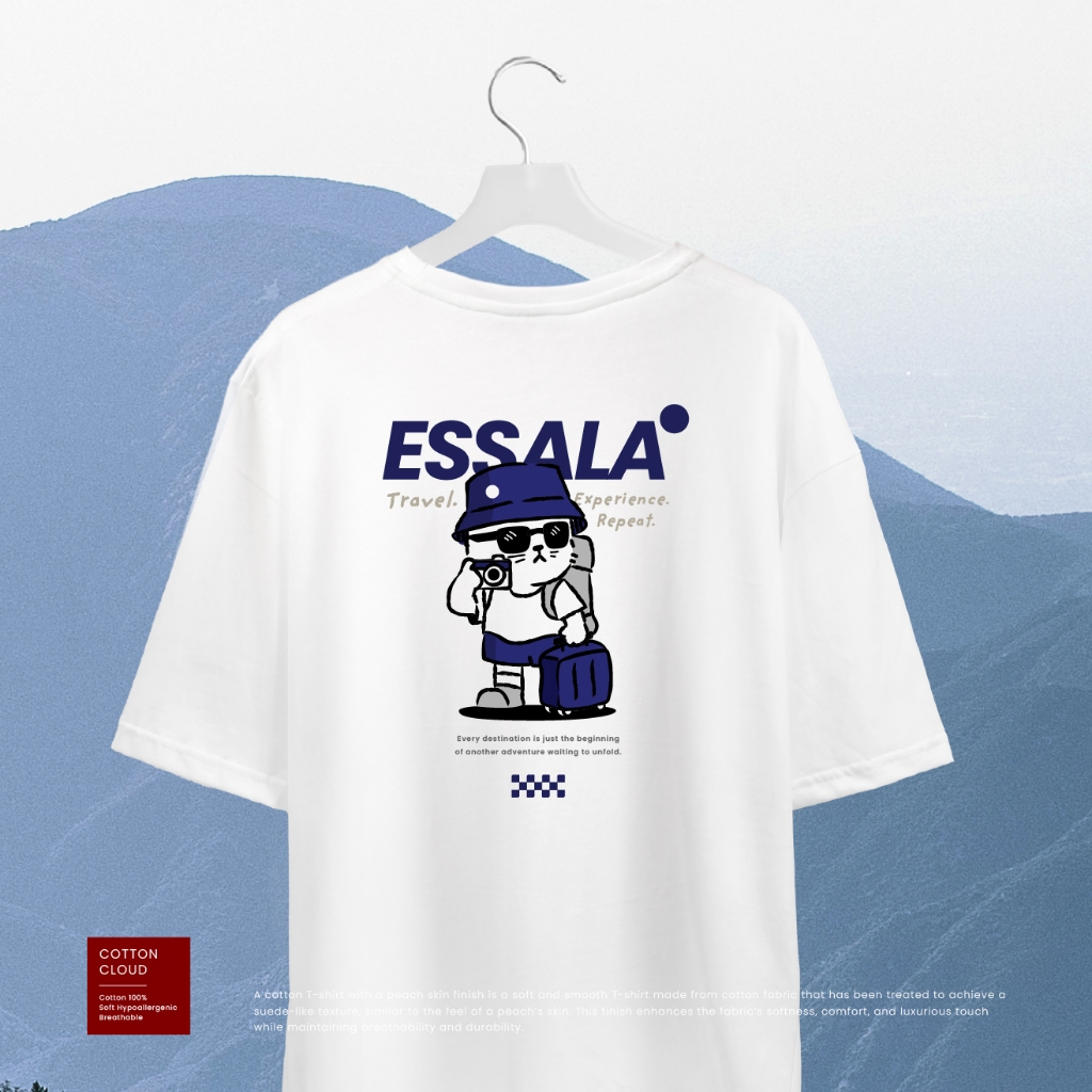 Essala เสื้อยืดคอกลมโอเวอร์ไซส์ ผ้าคอตตอน 100% | Anka