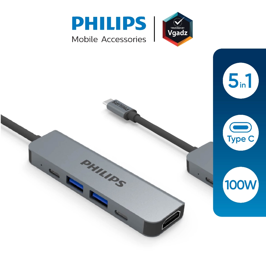 Philips - อะแดปเตอร์ USB HUB รุ่น 5 in1 Hub C to HDMI