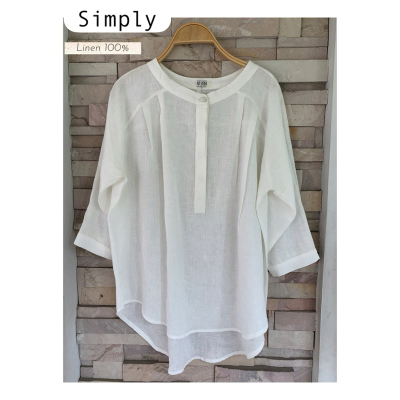 Virin_Clothing เสื้อลินิน แขน 4 ส่วน Simply linen