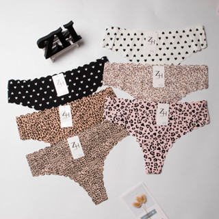 ZH.D034 กางเกงชั้นในจีสตริงไร้ตะเข็บพิมพ์ลาย บิกินี่ผ้าฝ้ายไ…