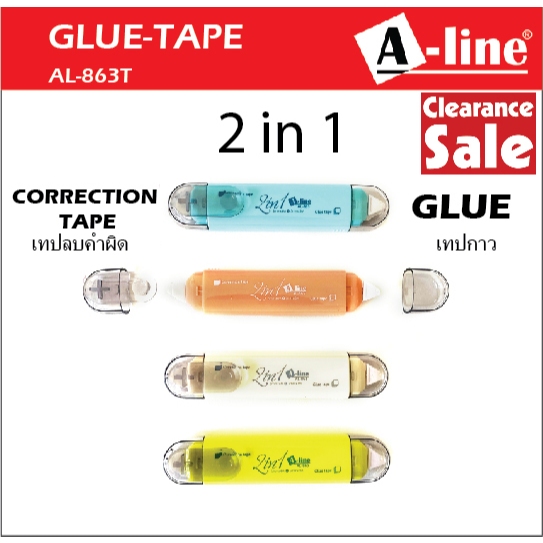 A-line AL-863T (2 in 1) เทปลบคำผิด+เทปกาว Correction Tape + Glue Tape ลิควิดแบบแห้ง เทปลิควิด like e