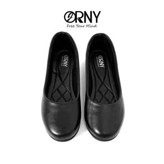 มีไซส์ 42 ❤️ ORNY(ออร์นี่) ® คัชชูส้นเตี้ย 1150 รองเท้าคัทชูนักศึกษา รองเท้าทำงาน สีดำ รับปริญญา