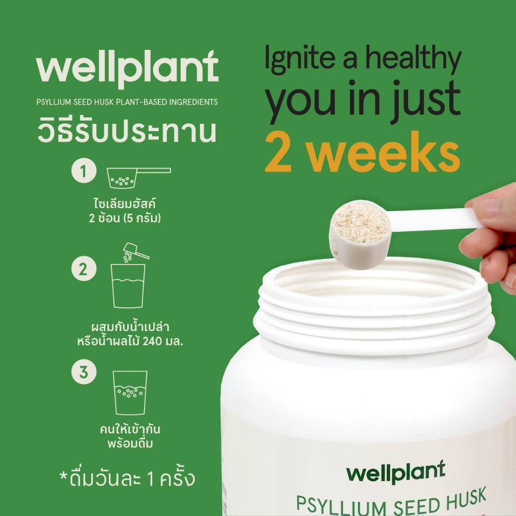 ไซเลี่ยมฮัสค์แบบเกล็ด 400 กรัม (Psyllium Husk) | wellplant - รูปที่ 3