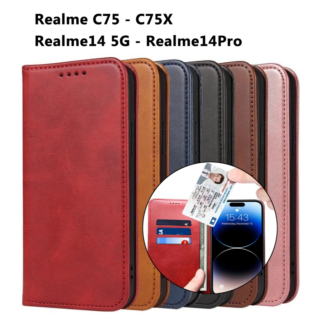 XUNDU เคสฝาพับหนัง สำหรับ REALME Note70 Realme15 C75 C75X C63 C53 C51 14 5G14Pro 14/14Pro Note60 Note50 C55 C33 C30s C35