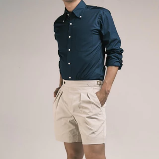 era-won เสื้อเชิ้ต ทรงปกติ Oxford Shirt แขนยาว คอจีน สี Navy