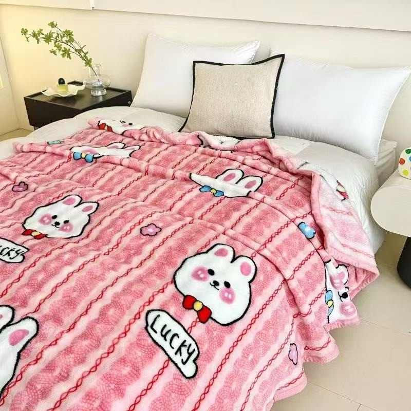 ผ้าห่มขนกระต่าย 6 ฟุต 1KG ลายการ์ตูน ลายพื้นๆ ซักมือซักเครื่องได้ - รูปที่ 2