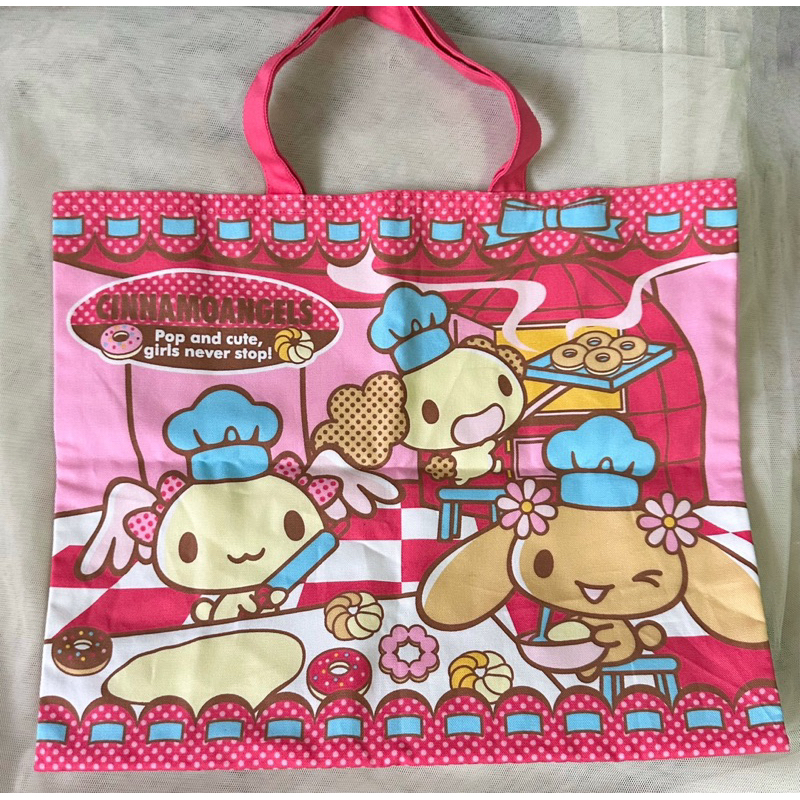มือสองสภาพใหม่มาก กระเป๋าผ้า Cinnamoangels Mocha ปี2009 Sanrio Bandai  ขนาด 24 x 29 ซม.