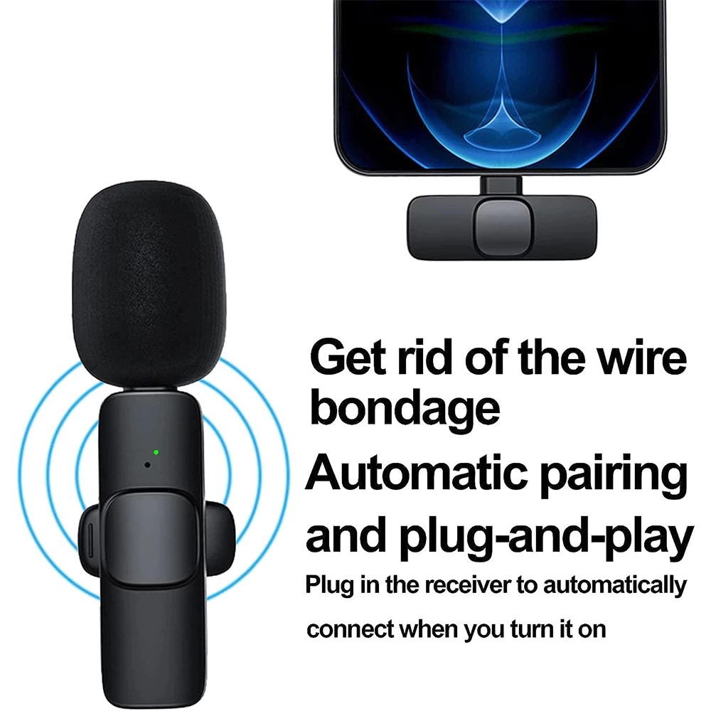 ไมโครโฟนไร้สาย   Wireless Microphone   แบบพกพา ใช้สําหรับสมาร์ทโฟน ไมค์ไร้สายหนีบเสื้อ ไมค์หนีบปกเสื้อ thumbnail 3