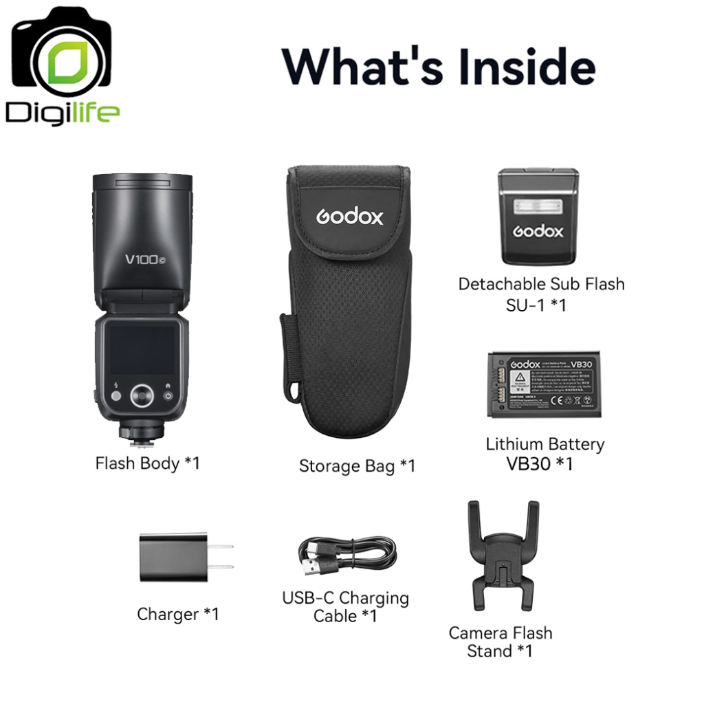 Godox Flash V100 -TTL HSS 1/80,000 2980mAh - รับประกันศูนย์ Godox Thailand 3ปี / Digilife Thailand