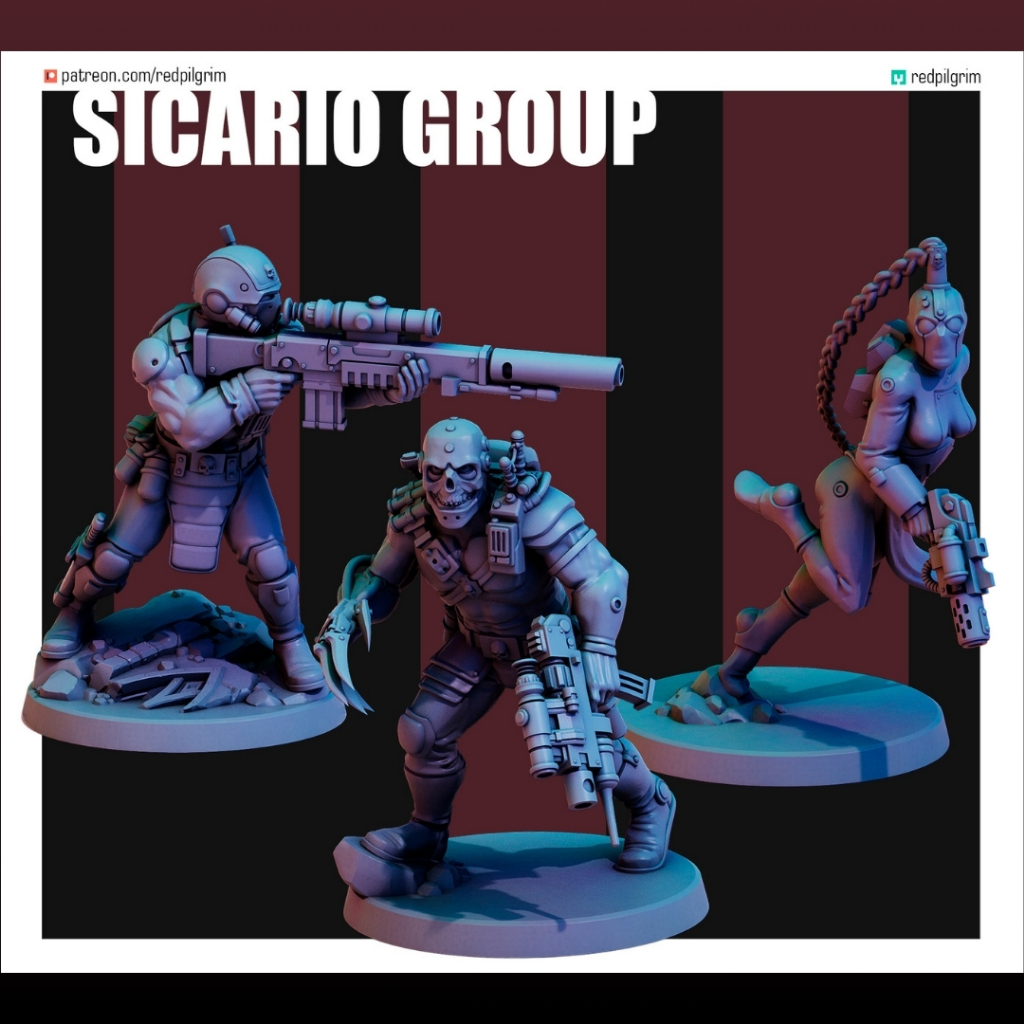 Sicario Group (V2) - Humanoid Human / 28mm scale 3D printed miniature RPG Others