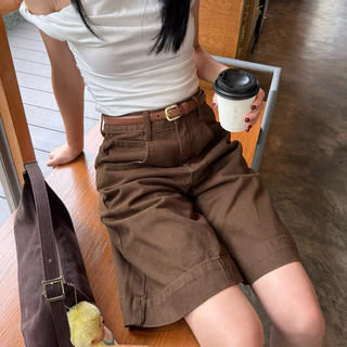 Mocha Shorts l กางเกงขาสั้นยีนส์สีน้ำตาลเข้ม