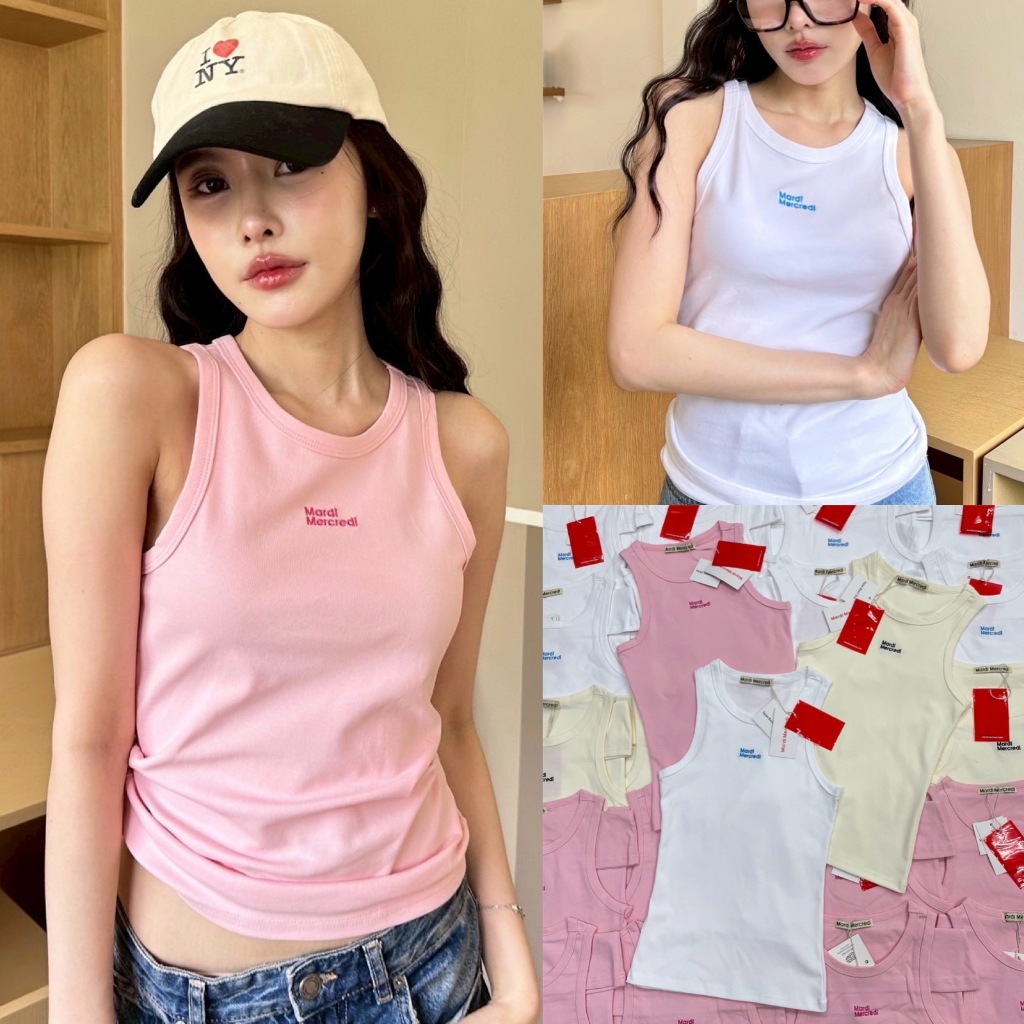 🍊 VL เสื้อกล้าม ดีเทลปักอักษรที่อกเสื้อ เนื้อผ้าร่องนุ่มยืดหยุ่นใส่สบาย ทรงเป๊ะ
