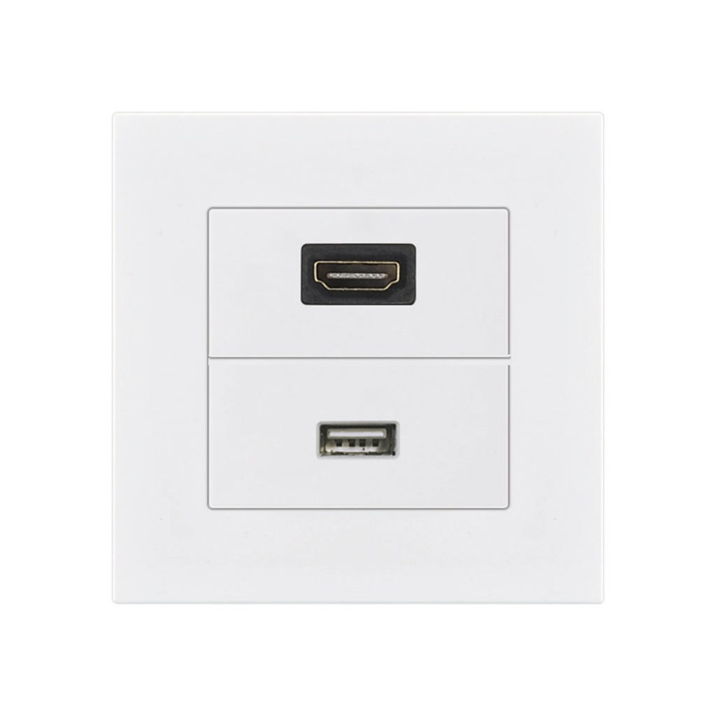 86MM OUTLET WALL SOCKET หน้ากากเต้ารับสาย HD+USB  ติดในผนัง