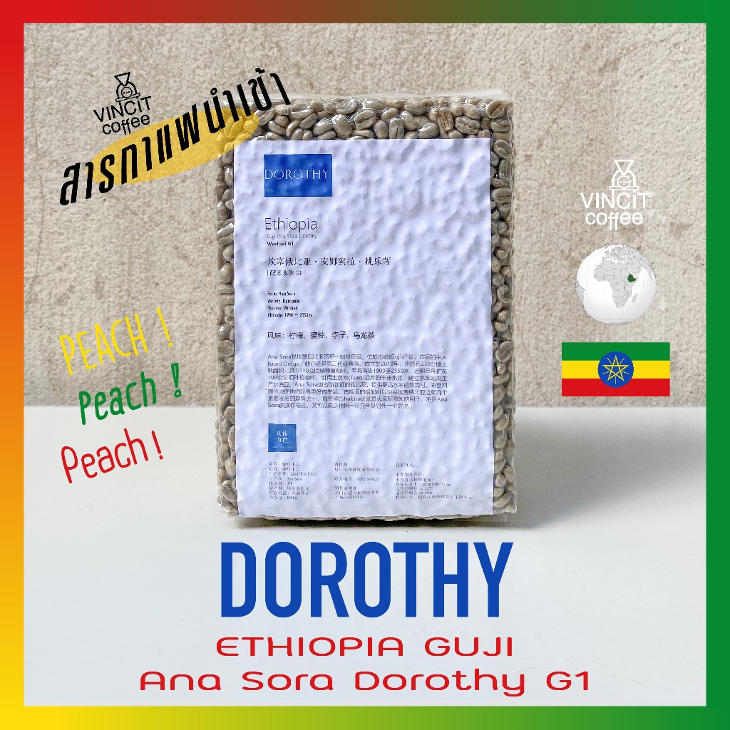 สารกาแฟ Dorothy Ethiopia Guji Ana Sora Green bean washed process สารกาแฟดิบ เอธิโอเปีย