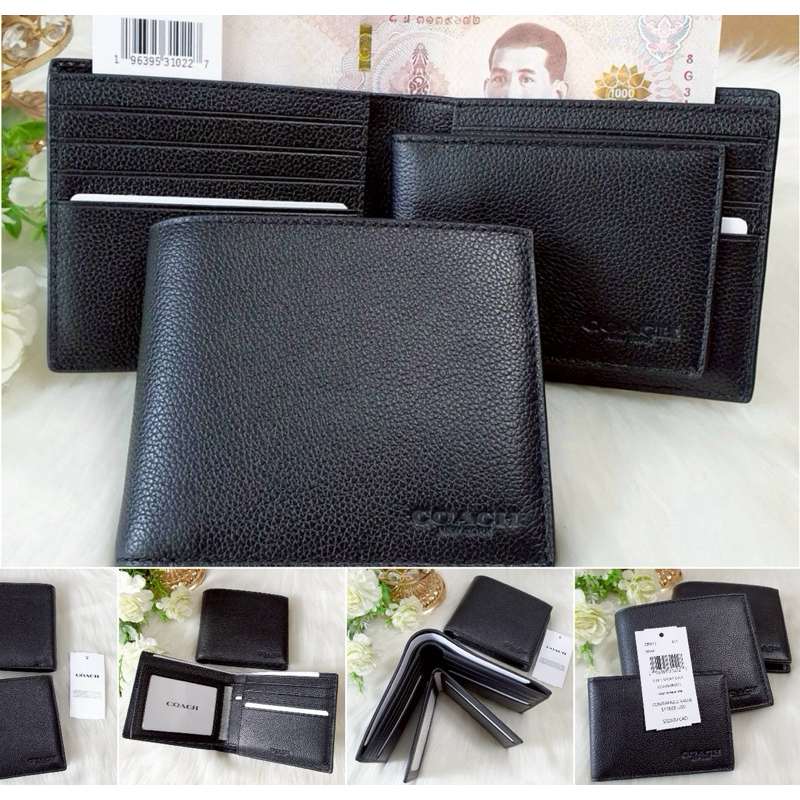 (จัดโปรกี้แถมกล่องให้ค่ะ)กระเป๋าสตางค์ ชาย  แบบหนา แบบมีไส้ COMPACT ID 3 in 1 WALLET IN SIGNATURE CW380 CR905 CR911