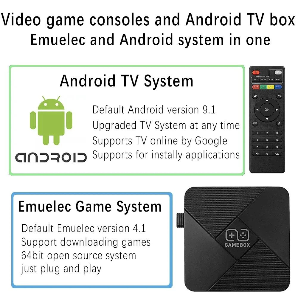 GAME BOX🎮กล่องสมาร์ททีวีแอนดรอยด์ คอนโทรลเลอร์ไร้สายคู่ ดาวน์โหลดเกมได้ตลอดเวลา เล่นเกมได้อย่างอิสระ ชิปเกมระดับมืออาชีพ