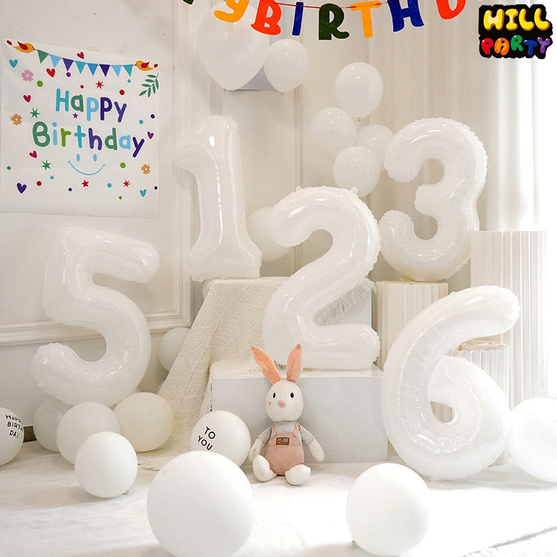 ลูกโป่งตัวเลขสีขาว 32, 40 นิ้ว ลูกโป่งวันเกิด สําหรับตกแต่งปาร์ตี้วันเกิด