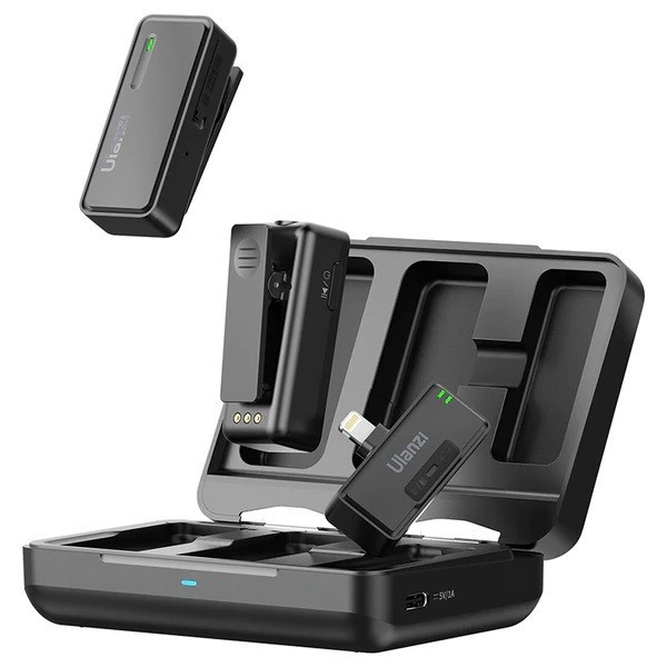 Ulanzi UW-MIC 2.4GHz ไมค์ไร้สาย แบบติดปกเสื้อ สำหรับไลฟ์สด วีดีโอ พร้อมกล่องชาร์จในตัว