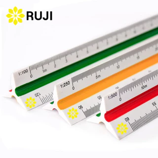RUJI ไม้สเกล สามเหลี่ยม 12 นิ้ว สเกลต่ำ / สเกลกลาง / สเกลสูง Scale Ruler ไม้สเกลสามเหลี่ยม
