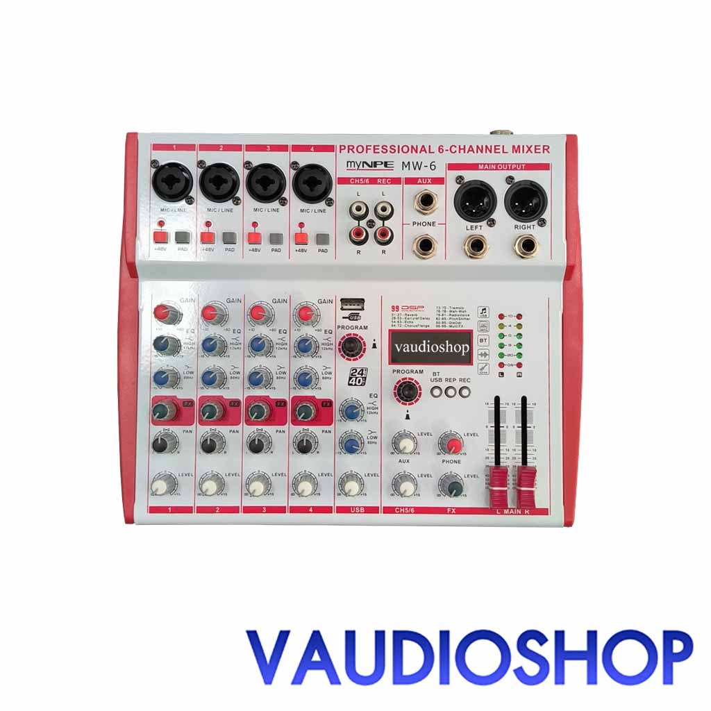 myNPE MW-6 Mixer มิกเซอร์ 6 แชนแนล บลูทูธ+USB+เอฟเฟค 99DSP พร้อมอะแดปเตอร์ my NPE MW6 เอ็นพีอี