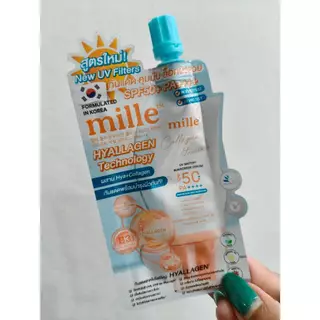 ยกกล่อง 6 ซอง MILLE เซรั่ม กันแดด วิตามิน มิลเล่ Collagen Watery Sunscreen Mille Adapt Tone Physical โทนอัพปรับผิวใส