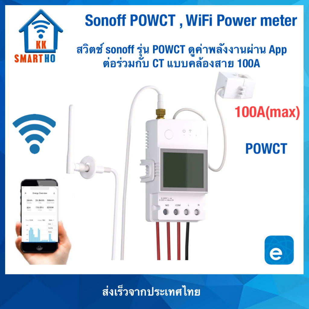 SONOFF POW Original, POW Elite, POW CT ปลั๊กอัจฉริยะ วัดค่าพลังงานได้รุ่นล่าสุด/ พร้อมจอเแสดงผล 16A, 20A, 25A, 100A