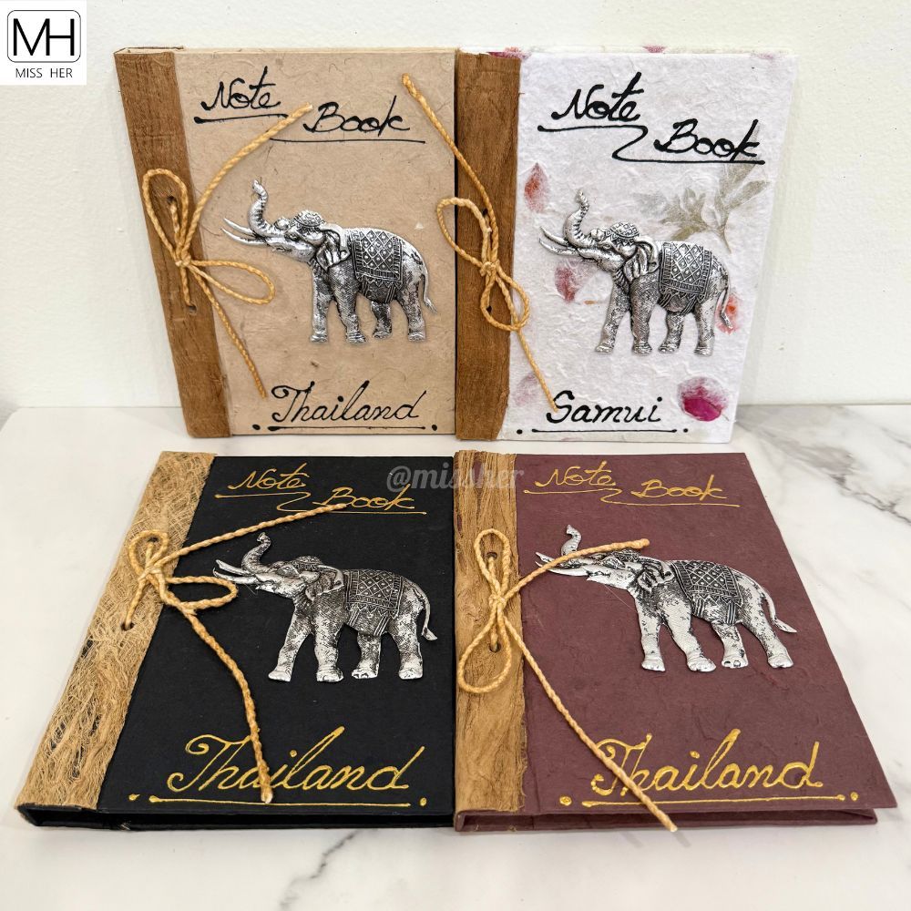 สมุดโน้ต สมุดโน๊ตลายช้าง กระดาษสา ขนาด 16x21cm. สินค้าไทยเหมาะเป็น ของขวัญ ของที่ระลึก ของฝาก Thailand