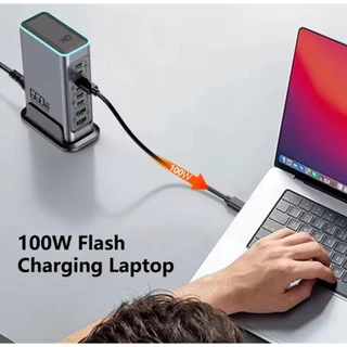 F8L 660W GaN Charger PD100 แฟลชชาร์จแท็บเล็ตโทรศัพท์มือถือเดสก์ท็อป 8 พอร์ต Multi-Charging Station
