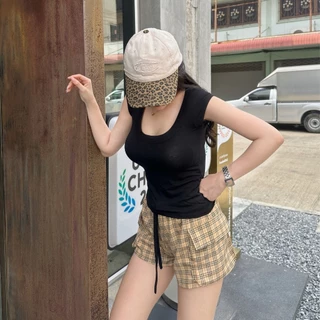🌈SpinnyHouse🌈 เสื้อยืดคอU เสื้อคอยู ทรงเข้ารูป ใส่แล้วพรางหุ่น ผ้าเรย่อนยืดตามตัว สาวอวบใส่ได้ ทรงสลิมฟิต รุ่น โชกุน