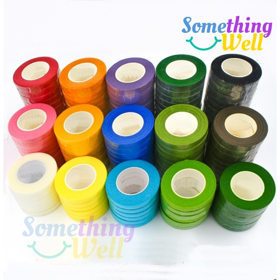 ฟลอร่าเทปหลากสี (ขายส่ง 12 ม้วน) ความยาว 30 หลา Flora Tape เทปพันก้านดอกไม้ประดิษฐ์ หน้ากว้าง 1.2 CM