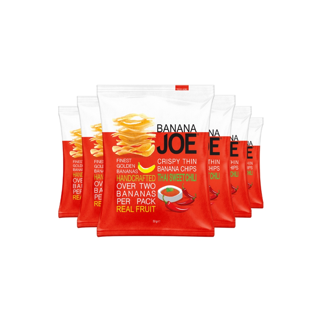 BANANA JOE  CRISPY THIN BANANA CHIPS THAI SWEET CHILI P6