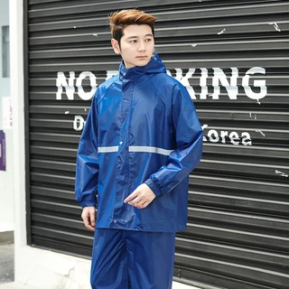 ชุดกันฝน ชุดกันน้ำ แยกเสื้อและกางเกงกันฝน แถบสะท้อนแสง สวมใส่สบาย ไม่อบอ้าว Waterproof raincoat