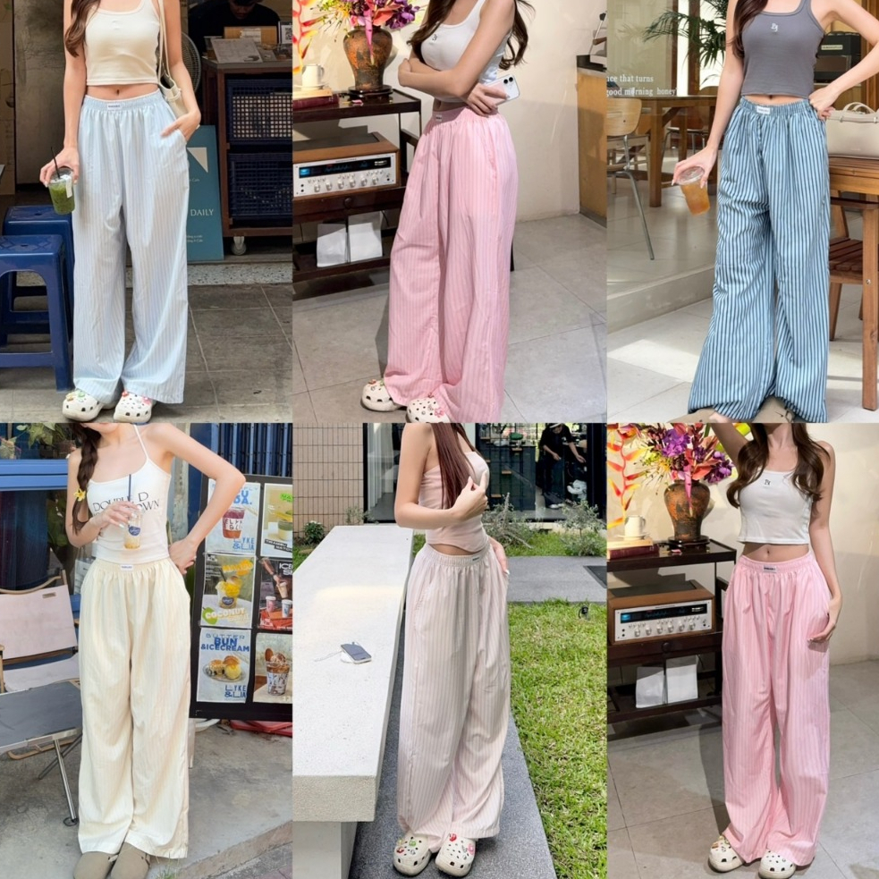 BABEJUB.X l KATHY PANTS กางเกงผ้าขายาวลายทาง ใส่สบายย น่ารักมากกก