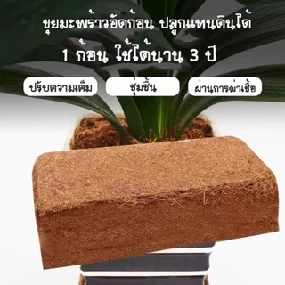 ขุยมะพร้าวอัดก้อน 450g / 550g ก้อน เทนนินต่ำ สำหรับปลูกต้นไม้ ขนาด ก้อน ฟูกว่าเดิม 4 เท่าเมื่อโดนCOD
